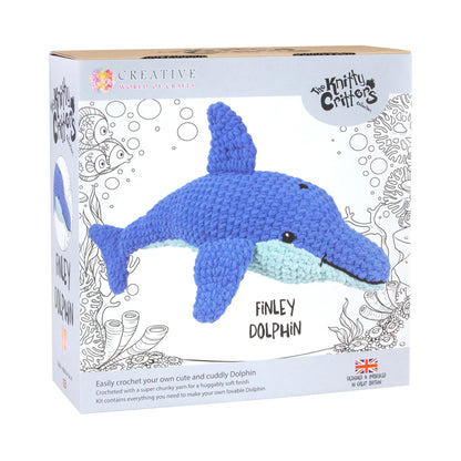 White Smoke The Knitty Critters Collection Crochet Kit - Finley Dolphin Crochet