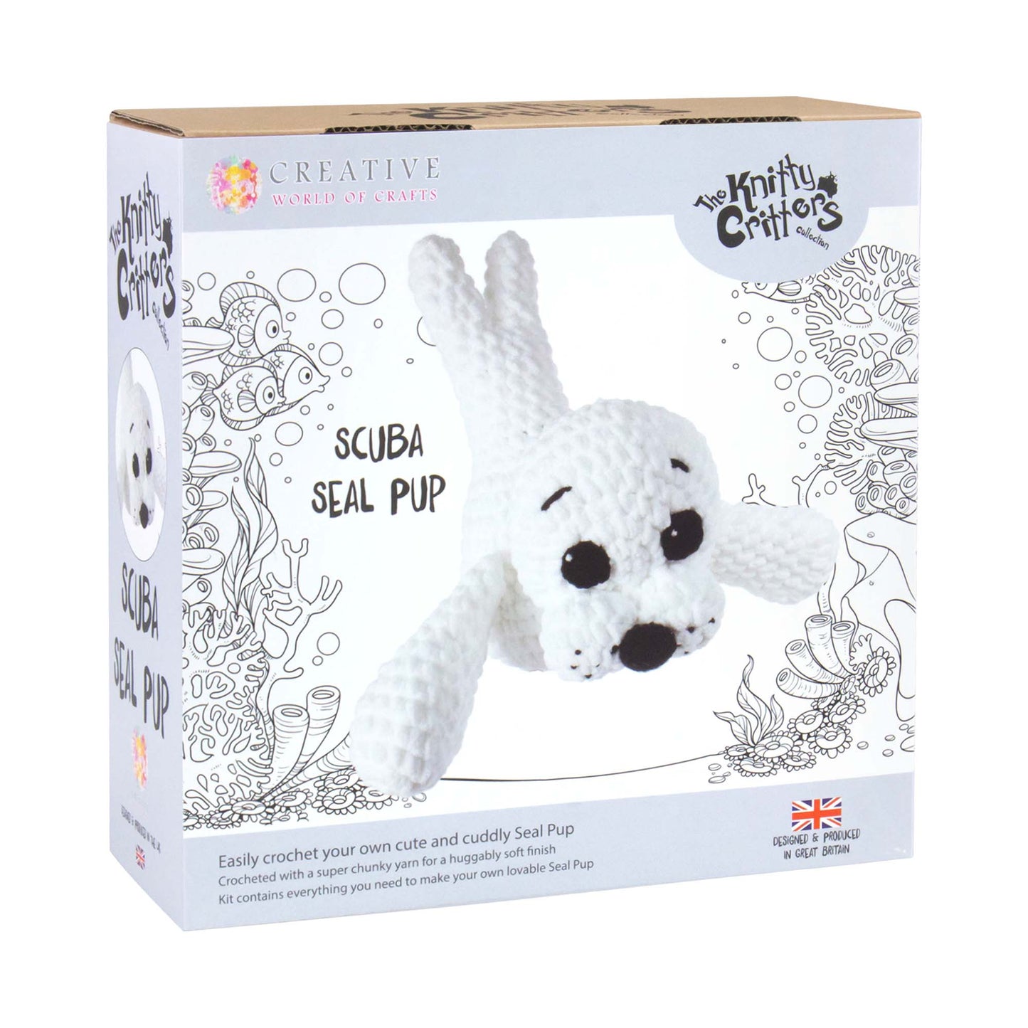 White Smoke The Knitty Critters Collection Crochet Kit - Scuba Seal Pup Crochet