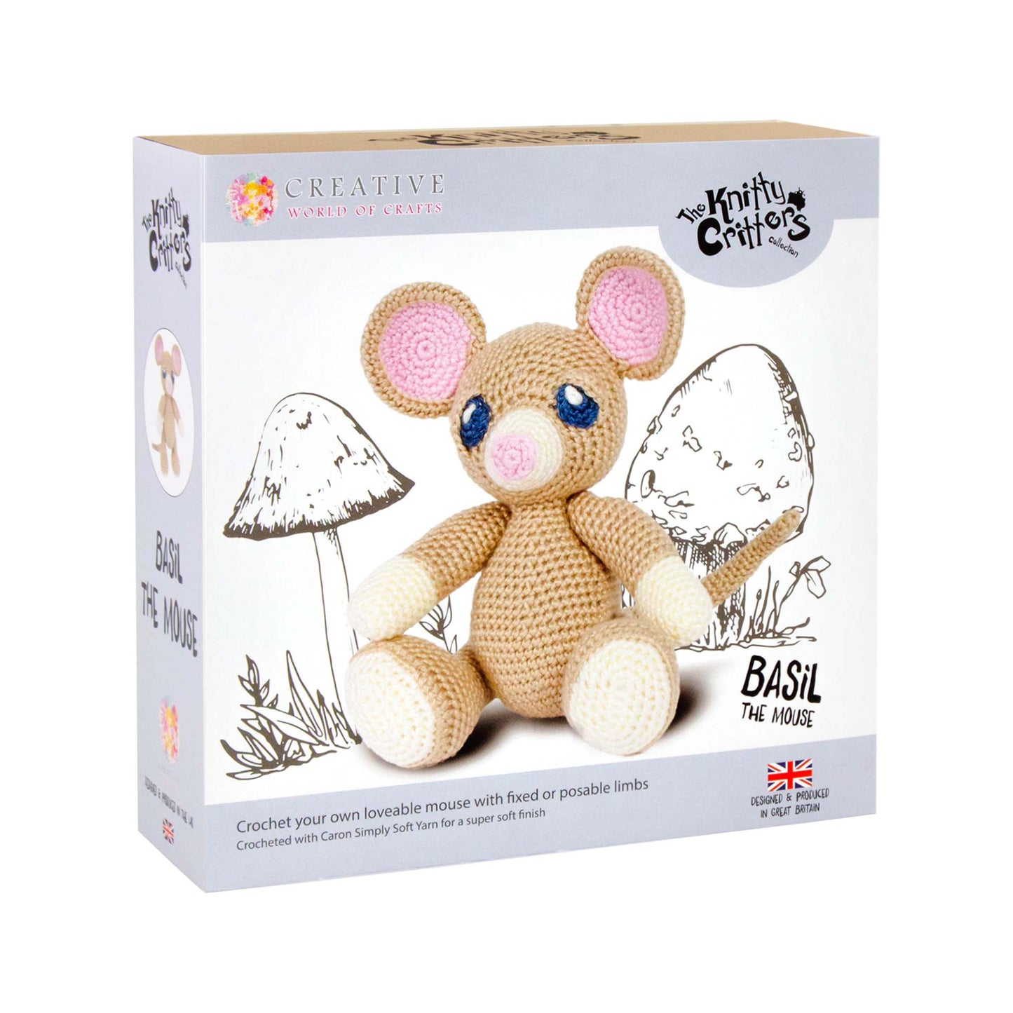 White Smoke The Knitty Critters Collection Crochet Kit - Basil The Mouse Crochet