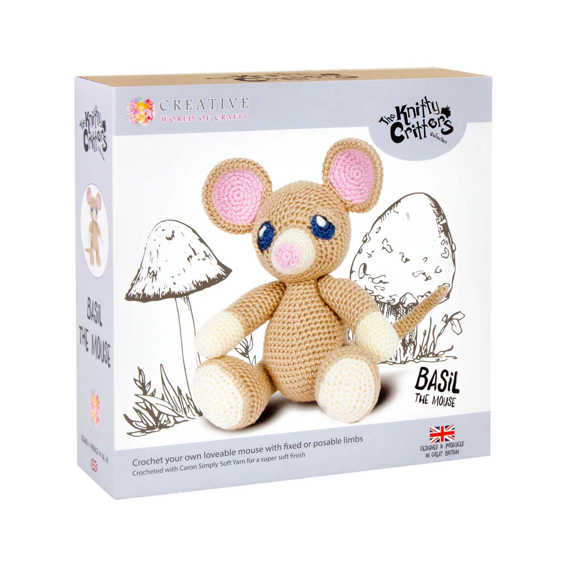 White Smoke The Knitty Critters Collection Crochet Kit - Basil The Mouse Crochet