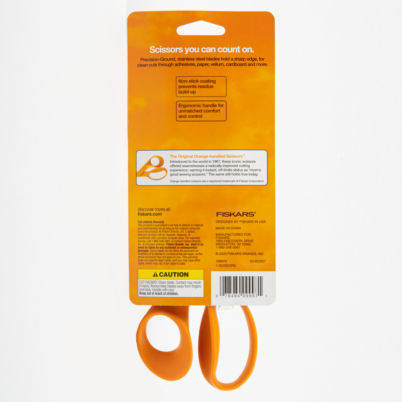 White Smoke Fiskars Non-stick No.8 Bent Orange Scissor Quilting and Sewing Tools and Accessories