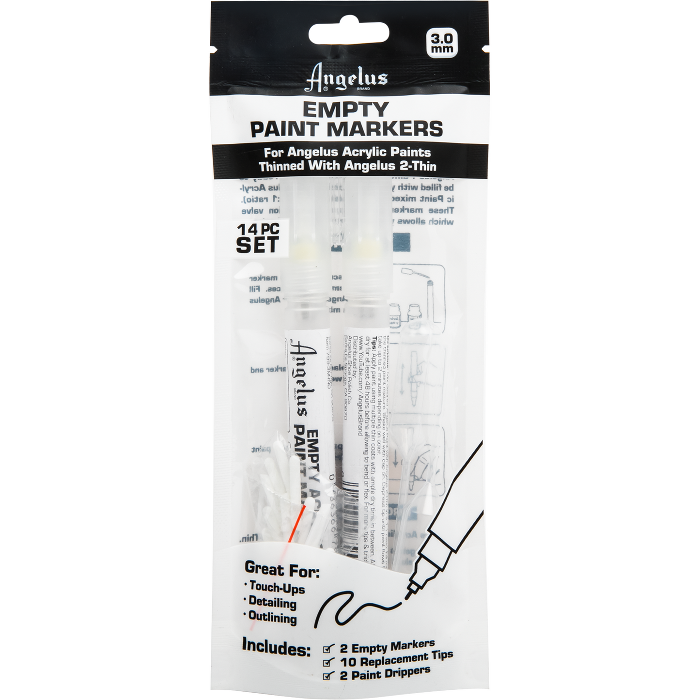 Dark Slate Gray Angelus Empty Acrylic Paint Marker Set 3.0mm Leather Paints