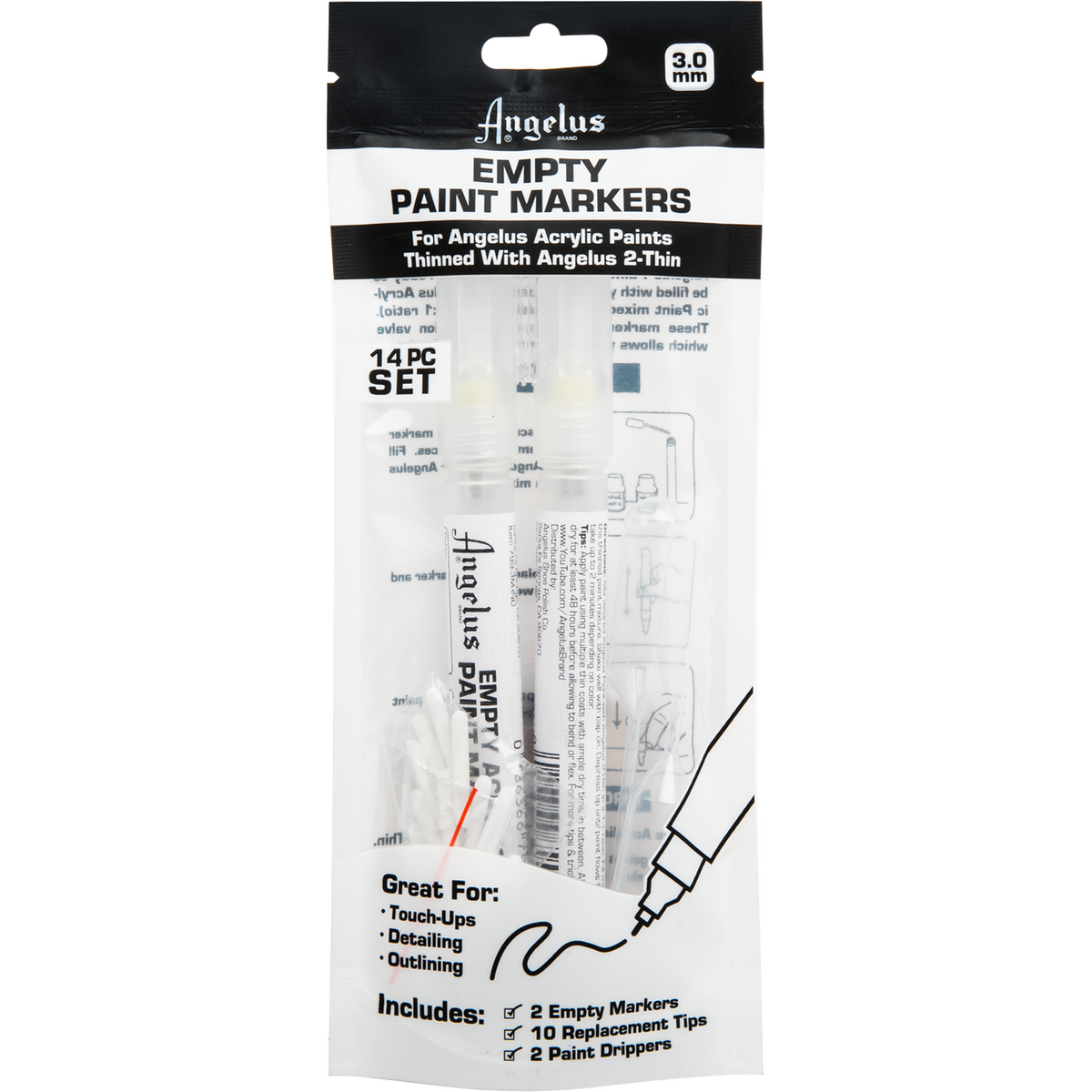 Dark Slate Gray Angelus Empty Acrylic Paint Marker Set 3.0mm Leather Paints