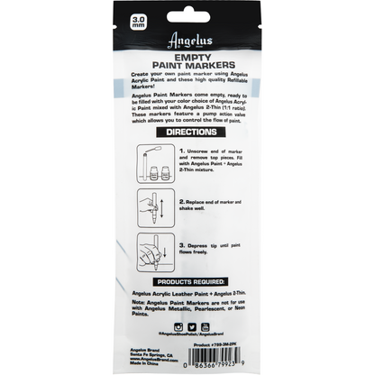 Black Angelus Empty Acrylic Paint Marker Set 3.0mm Leather Paints