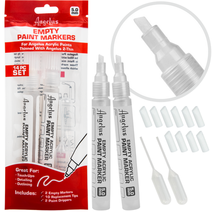 Firebrick Angelus Empty Acrylic Paint Marker Set 5.0mm Leather Paints