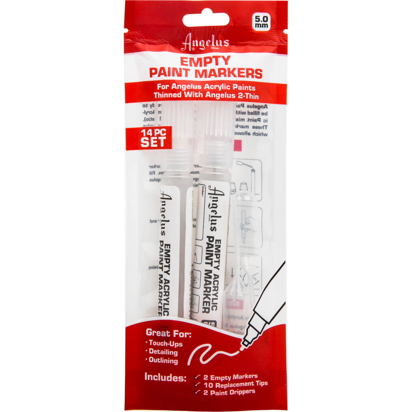 Light Gray Angelus Empty Acrylic Paint Marker Set 5.0mm Leather Paints