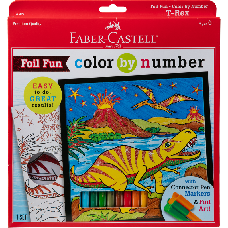  Faber-Castell Color by Number Foil Fun - T-Rex - Color and  Display 1 Dinosaur Color by Number Board : Arts, Crafts & Sewing