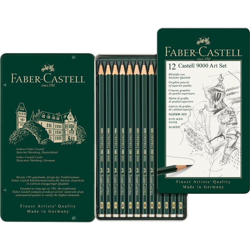 Dark Slate Gray Faber-Castell 9000 Graphite Pencil Art Set, Asssorted, 12pcs Pencils