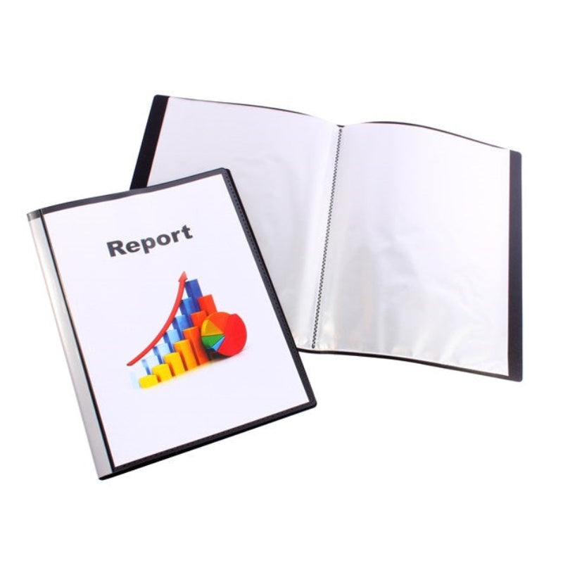 Quill Fixed Insert Display Book PP, A4, 20 Pockets - Black