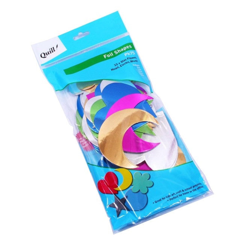 Quill Poster Board Foil Shapes, Assorted Colours, 75Pk