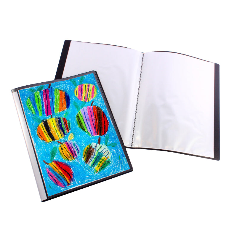 Quill Fixed Insert Display Book PP A3 20 Pockets - Black