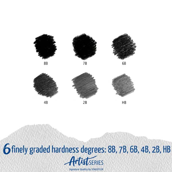 White Smoke Staedtler Mars Lumograph Black Graphite Pencils, 6Pk Pencils