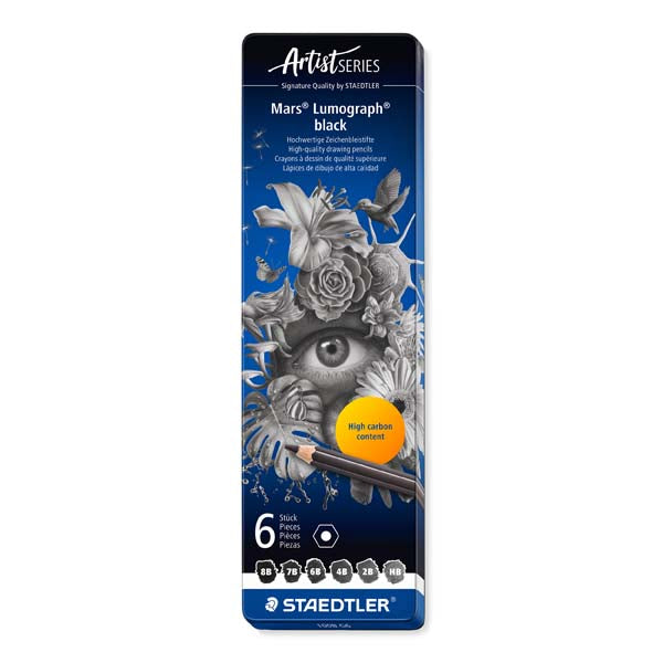 Midnight Blue Staedtler Mars Lumograph Black Graphite Pencils, 6Pk Pencils