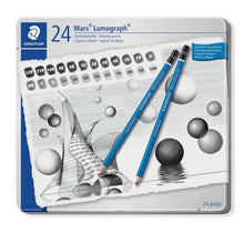 Light Gray Staedtler Mars Lumograph Graphite Pencil Tin, 24Pk Pencils