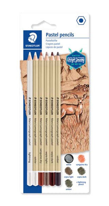White Smoke Staedtler Mars Lumograph Pastel Pencils, 6Pk Pencils