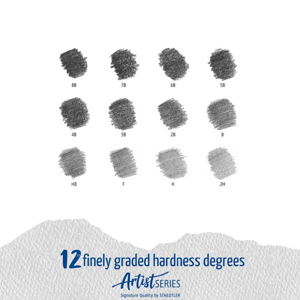 White Smoke Staedtler Mars Lumograph Graphite Pencil Tin, 12Pk Pencils