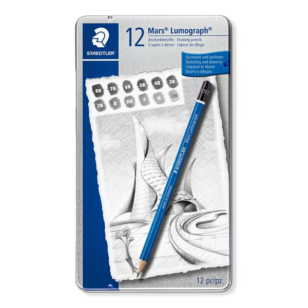 Lavender Staedtler Mars Lumograph Graphite Pencil Tin, 12Pk Pencils