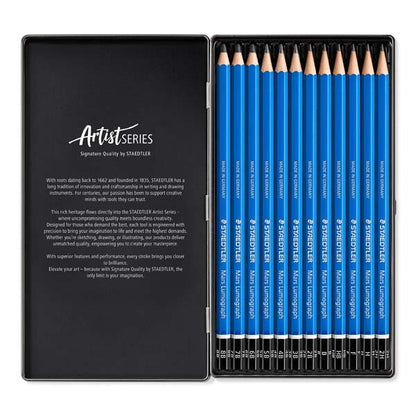 Dark Slate Gray Staedtler Mars Lumograph Graphite Pencil Tin, 12Pk Pencils