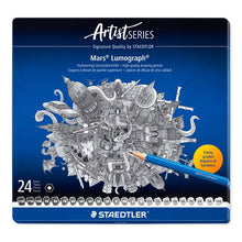 Midnight Blue Staedtler Mars Lumograph Graphite Pencil Tin, 24Pk Pencils