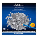 Midnight Blue Staedtler Mars Lumograph Graphite Pencil Tin, 24Pk Pencils