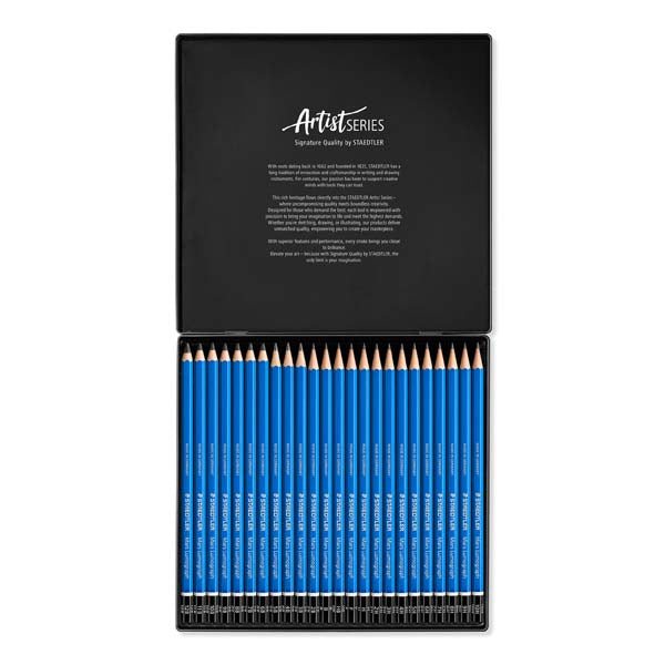Dark Slate Gray Staedtler Mars Lumograph Graphite Pencil Tin, 24Pk Pencils