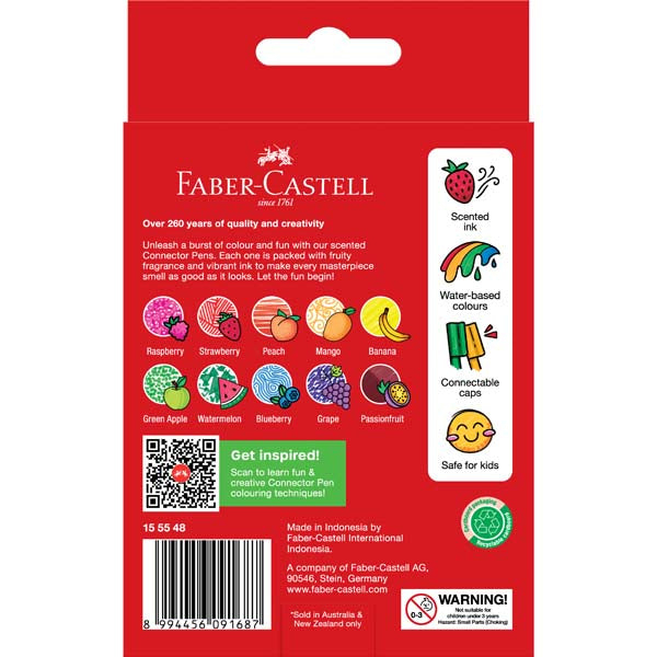 Firebrick Faber Castell Connector Pen Scented Markers, Assorted Colours - 10 Pack Kids Markers