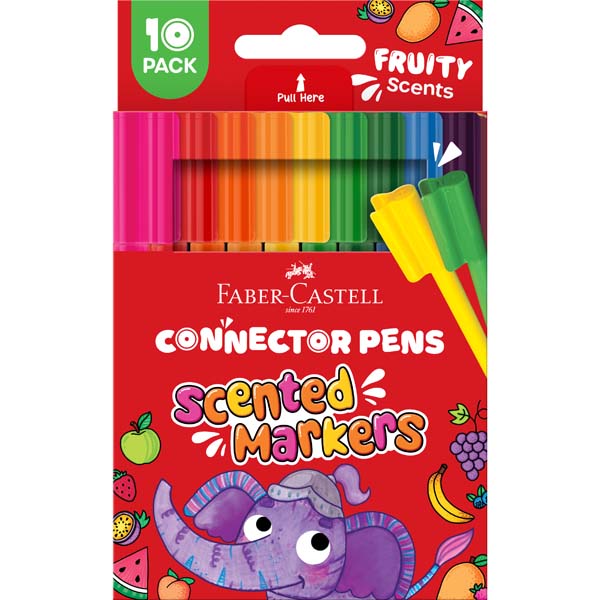 Firebrick Faber Castell Connector Pen Scented Markers, Assorted Colours - 10 Pack Kids Markers