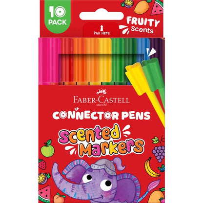 Firebrick Faber Castell Connector Pen Scented Markers, Assorted Colours - 10 Pack Kids Markers