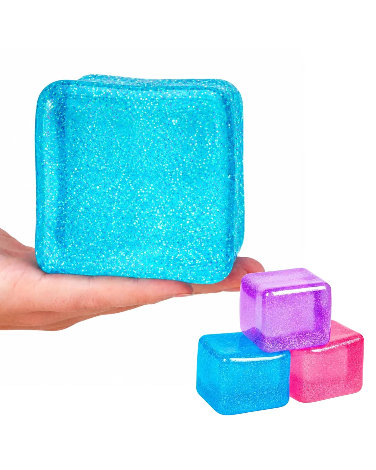 White Smoke Mega Glitter Cube 7.5cm Squishy Sensory Fidget Toy Assorted Squishy & Squeeze