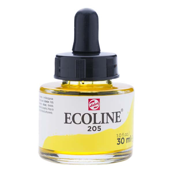 White Smoke Ecoline Liquid Watercolour Ink, 30ml - 205 -  Lemon Yellow Ink