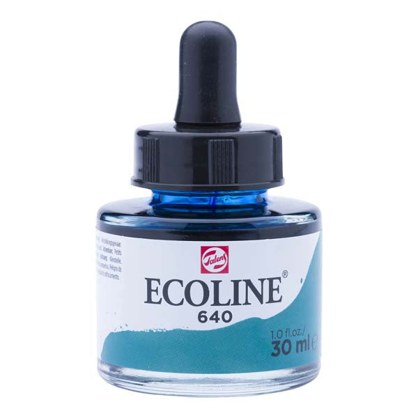 White Smoke Ecoline Liquid Watercolour Ink, 30ml - 640 -  Bluish Green Ink