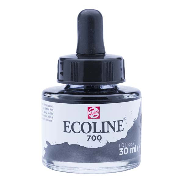 White Smoke Ecoline Liquid Watercolour Ink, 30ml - 700 -  Black Ink