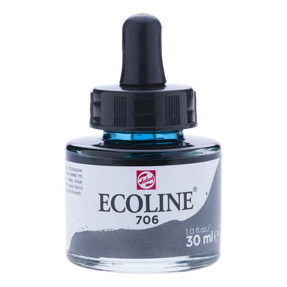 White Smoke Ecoline Liquid Watercolour Ink, 30ml - 706 -  Deep Grey Ink