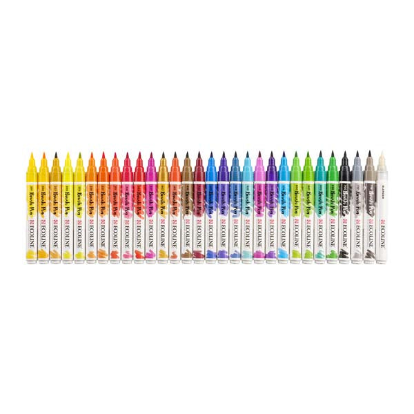 Light Gray Ecoline Brush Pen, Set of 30 Pens and Markers