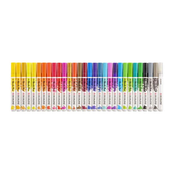 Light Gray Ecoline Brush Pen, Set of 30 Pens and Markers