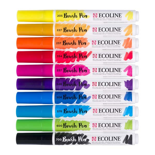 Lavender Ecoline Brush Pen, Set of 10, Primary Colours Pens and Markers