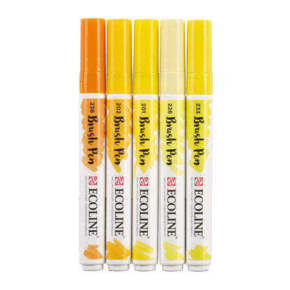 Seashell Ecoline Brushpen Set 5pc -Yellow Pens and Markers