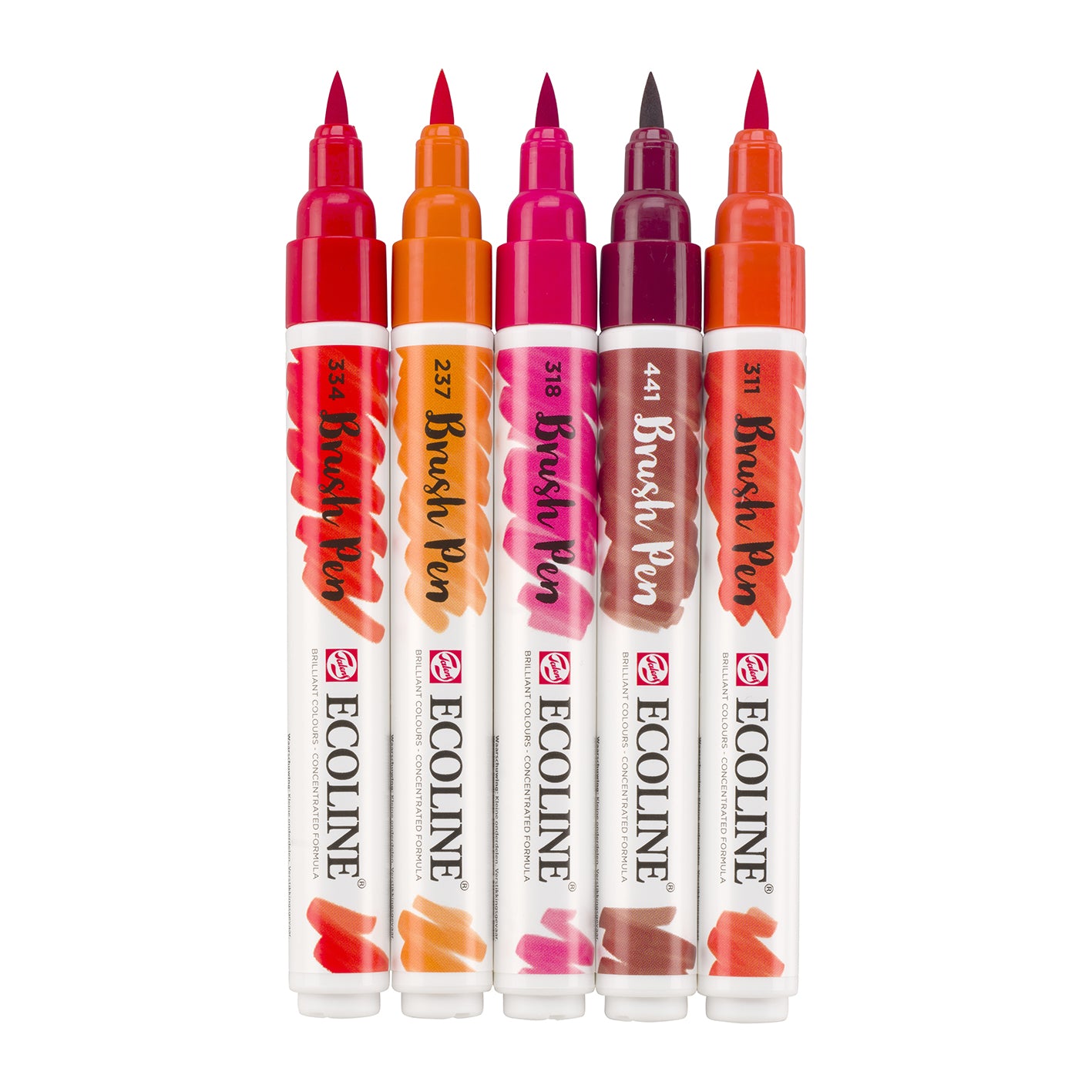 White Smoke Ecoline Brushpen Set 5pc - Red Pens and Markers
