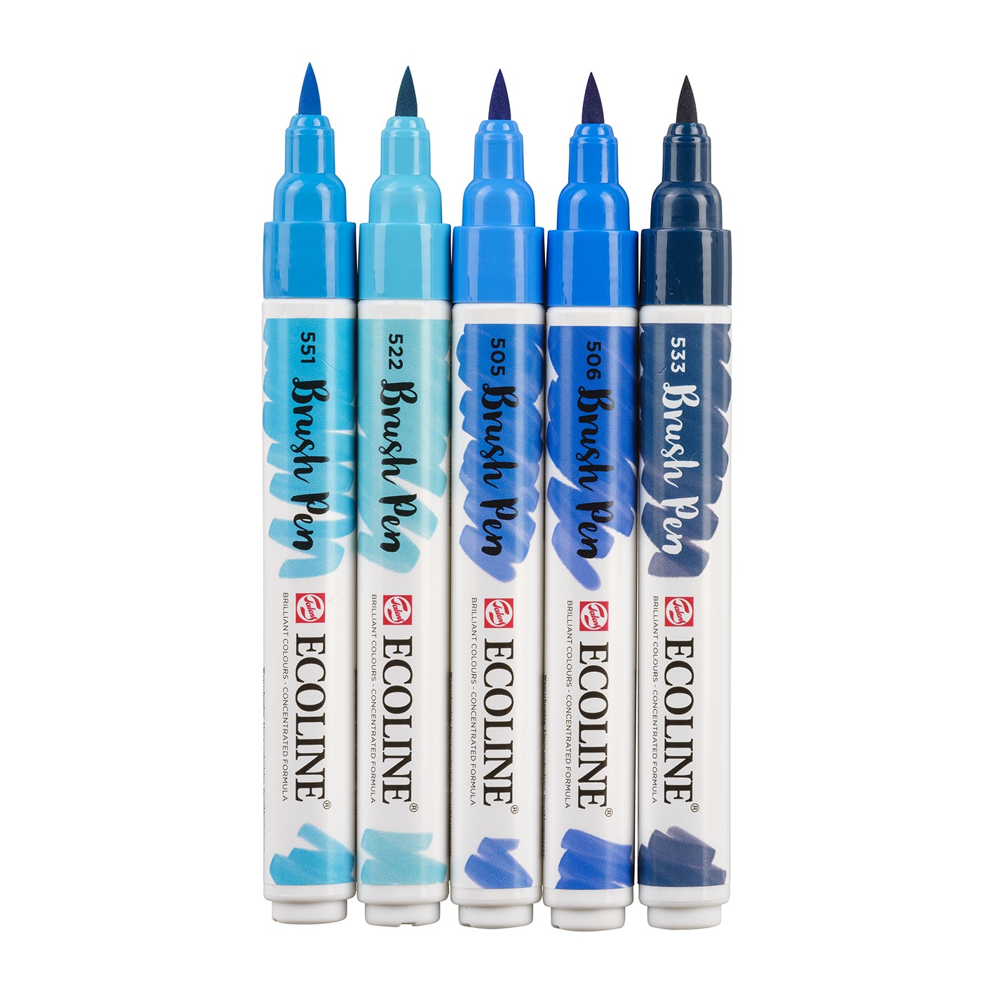 White Smoke Ecoline Brushpen Set 5pc - Blue Pens and Markers