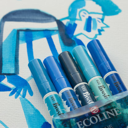 Light Gray Ecoline Brushpen Set 5pc - Blue Pens and Markers