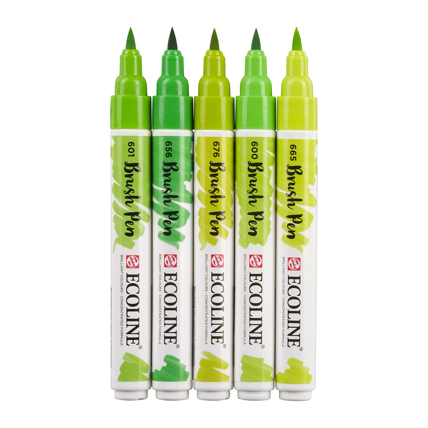 White Smoke Ecoline Brushpen Set 5pc - Green Pens and Markers