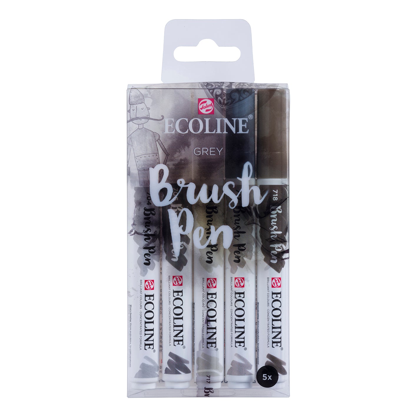 White Smoke Ecoline Brushpen Set 5pc - Grey Pens and Markers