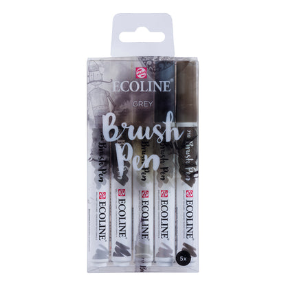 White Smoke Ecoline Brushpen Set 5pc - Grey Pens and Markers