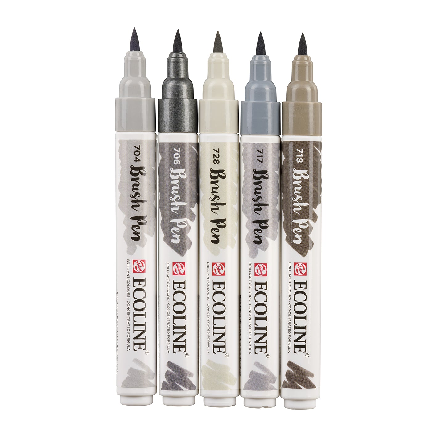 White Smoke Ecoline Brushpen Set 5pc - Grey Pens and Markers