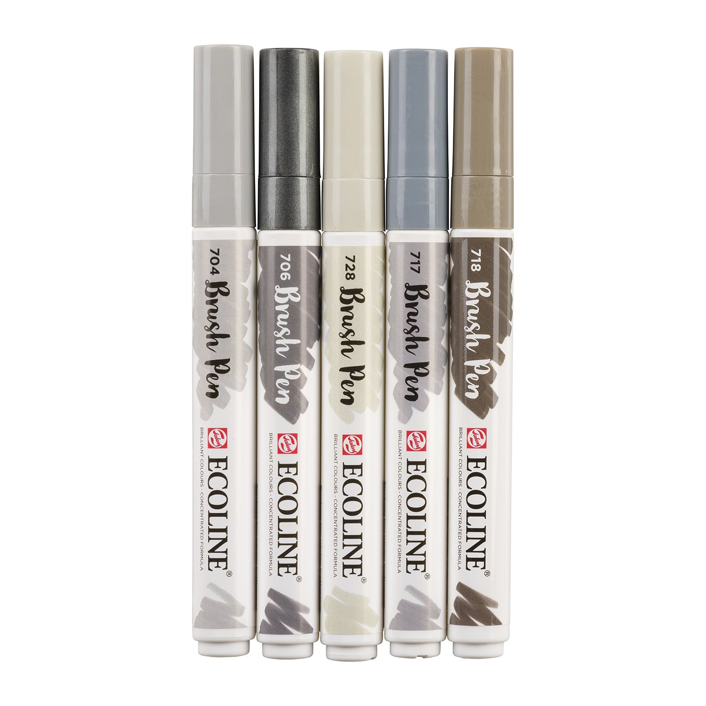 Dark Gray Ecoline Brushpen Set 5pc - Grey Pens and Markers