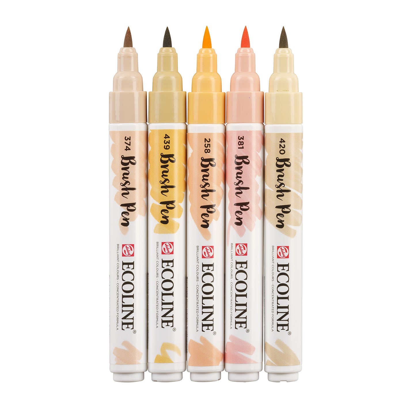 White Smoke Ecoline Brushpen Set 5pc - Beige Pink Pens and Markers