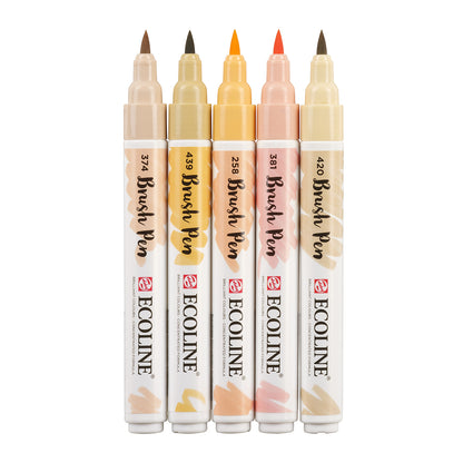 White Smoke Ecoline Brushpen Set 5pc - Beige Pink Pens and Markers