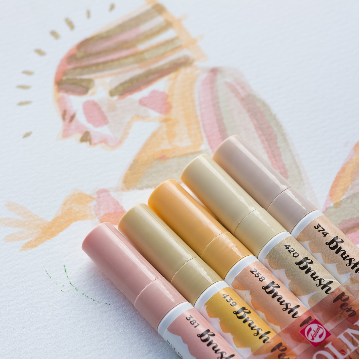 Lavender Ecoline Brushpen Set 5pc - Beige Pink Pens and Markers