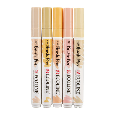 Light Gray Ecoline Brushpen Set 5pc - Beige Pink Pens and Markers