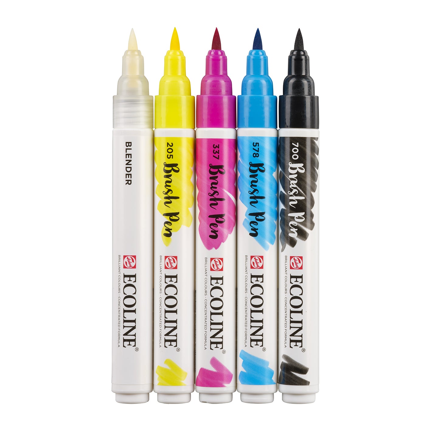 White Smoke Ecoline Brushpen Set 5pc -Primary Pens and Markers